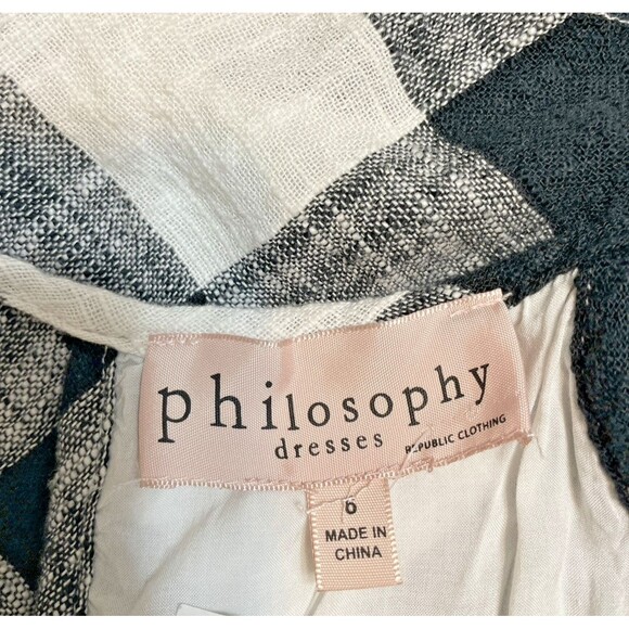 Philosophy Gingham Dress Black & White 6 Halter Linen Blend Lined Cocktail NWT - Picture 8 of 14